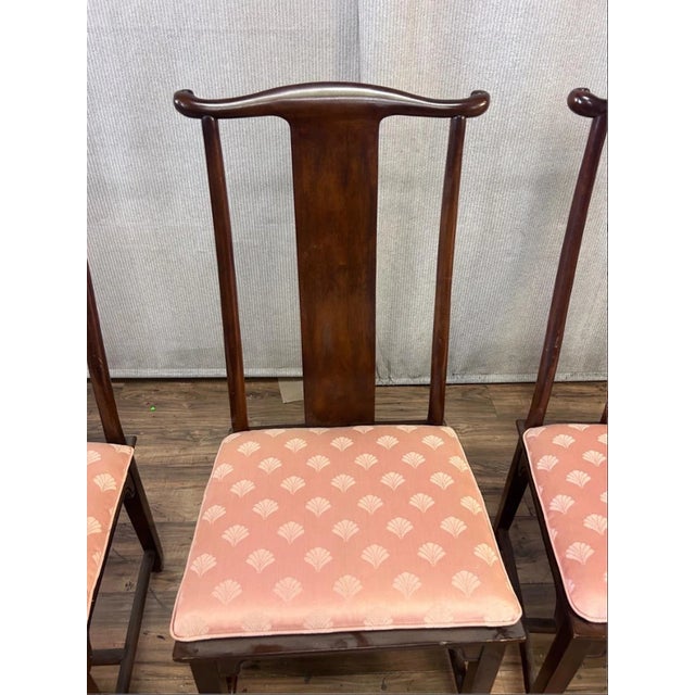 1970s Set Four Vintage Drexel Oriental Asian Chinoiserie Splat Back Dining Room Chairs For Sale - Image 5 of 6