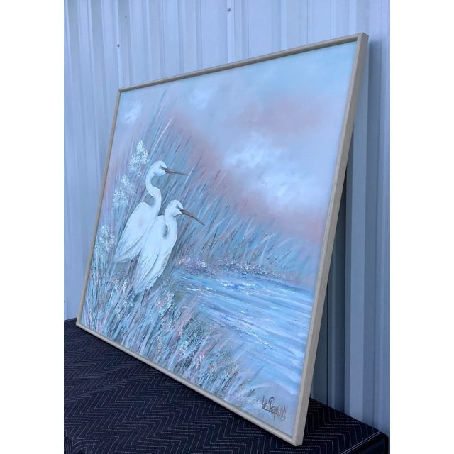 Vintage Lee Reynolds Large Crane Painting For Sale In Orlando - Image 6 of 8