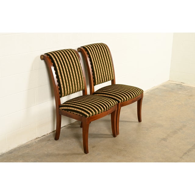 Henredon Henredon French Empire Carved Mahogany Side Chairs or Dining Chairs, Pair For Sale - Image 4 of 15
