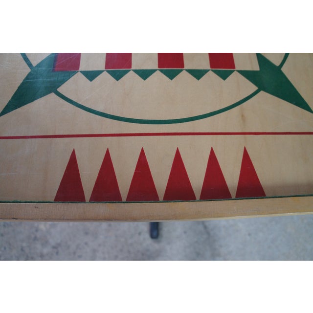 Vintage Carrom Crokinole Chess Checkers Game Board Pedestal Table 42" For Sale - Image 4 of 12