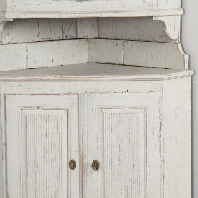 19th Century Swedish White Painted Pine Corner Cabinet For Sale - Image 6 of 9