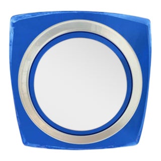 1950s Italian Modern Fontana Arte Style Blue Mirror For Sale