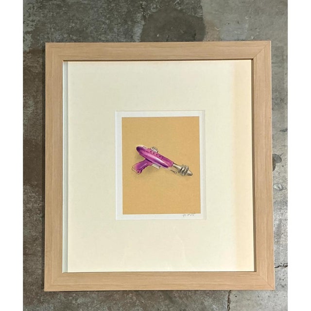 Wood Vintage Framed Ray Gun Illustration on Paper For Sale - Image 7 of 12