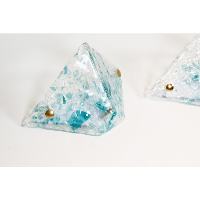 Blue Vintage Italian Wall Lamps in Murano Glass from La Murrina, 1980s, Set of 2 For Sale - Image 8 of 11