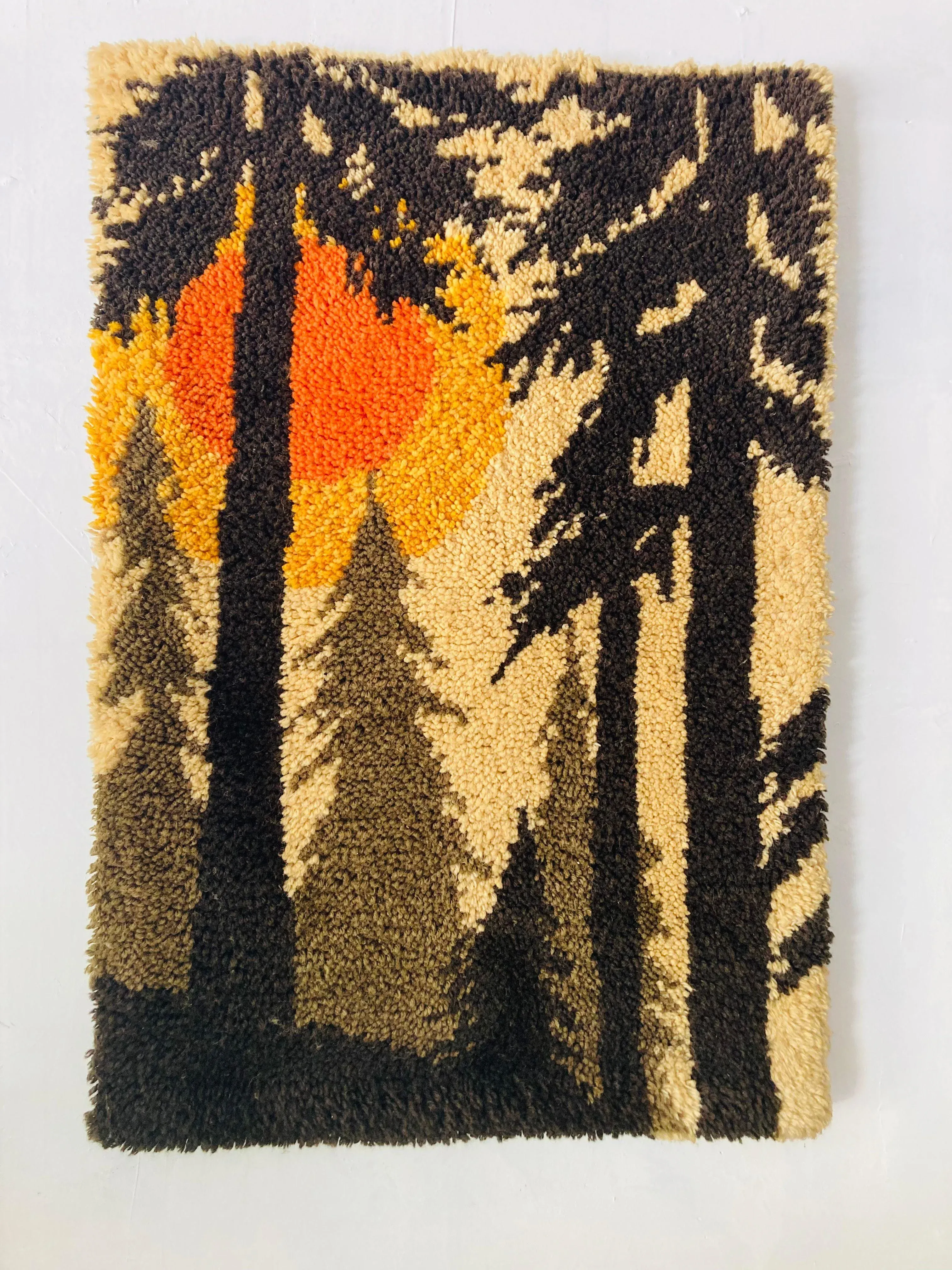 Midcentury Handmade Latch Hook Wall Art | Chairish