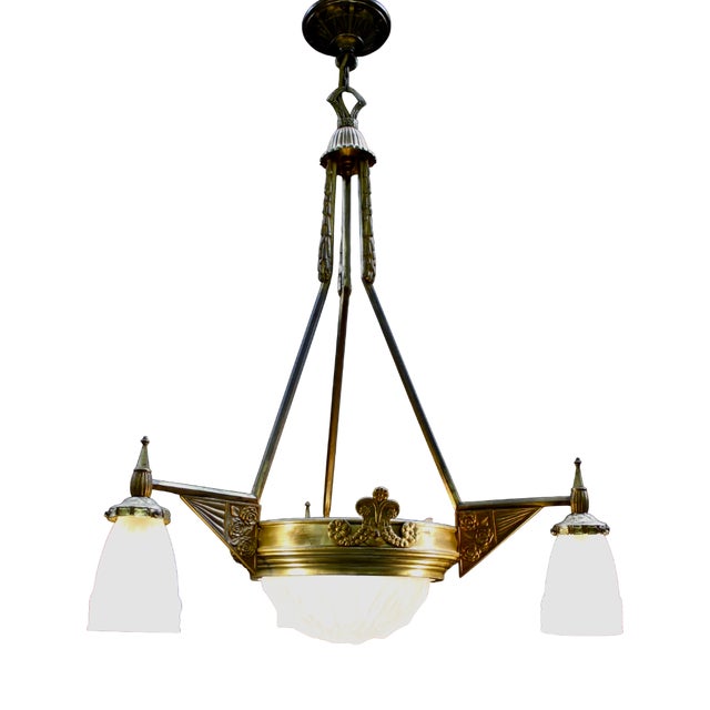 Art Deco Glass Chandelier from Val Saint Lambert, Belgium, 1920s For Sale