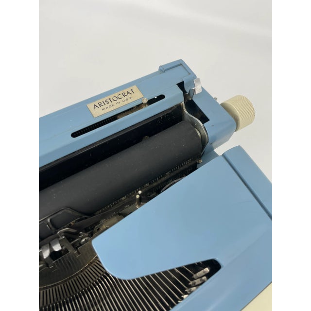 Vintage Blue Royal Aristocrat Portable Typewriter With Case For Sale In Greenville, SC - Image 6 of 12