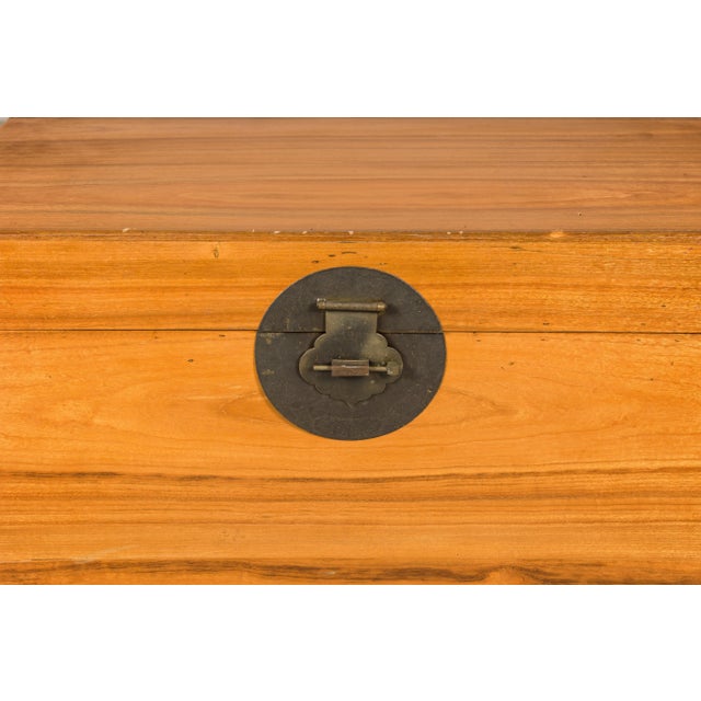 Vintage Chinese Pine Blanket Chest or Coffee Table with Brass Hardware For Sale - Image 16 of 18