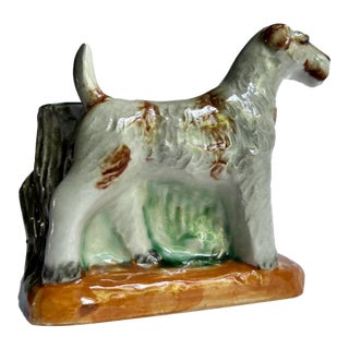 1950's Wire Hair Fox Terrier Dog Ceramic Vase, Planter For Sale