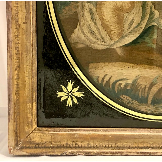 Textile Late 18th-Century Embroidered Depiction of Old Testament Meeting of Isaac and Rebecca at the Well For Sale - Image 7 of 11