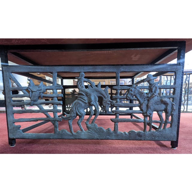 John B. Mortensen Western Sculptural Stone-Top Table, Bronze Panel For Sale - Image 11 of 13