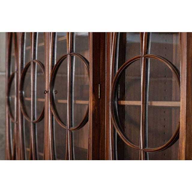 Brown Large English Flame Mahogany Breakfront Bookcase, 1920s For Sale - Image 8 of 18