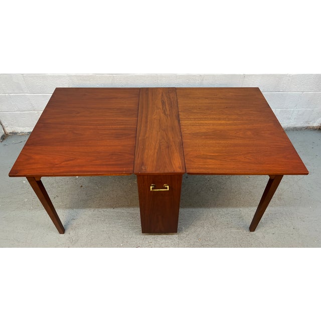 Mid 20 Century Hide-Away Drop Leaf Walnut Dining Table For Sale - Image 4 of 16