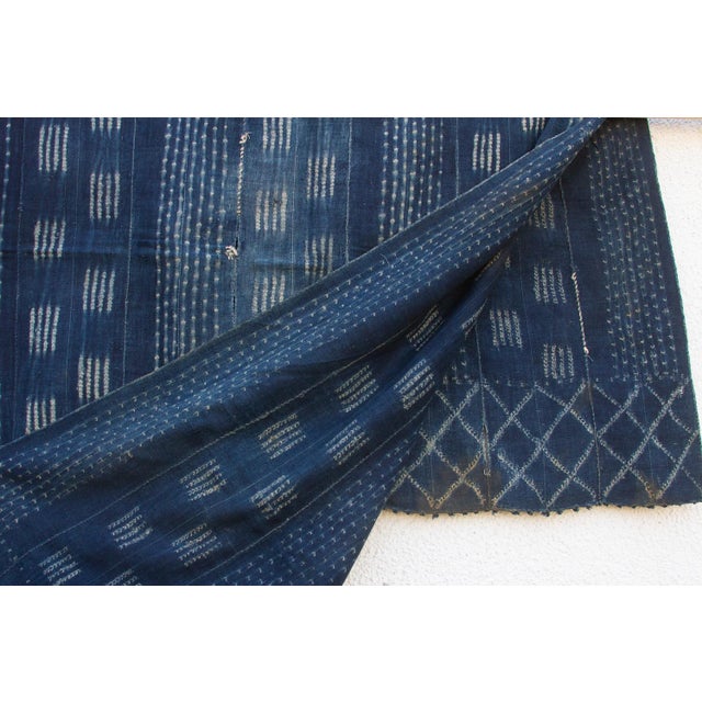 Stellar Cross Indigo Mud Cloth Throw For Sale - Image 4 of 6