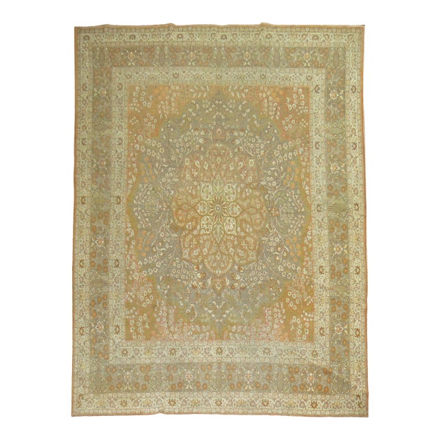 Fine Orange Late 20th Century Persian Tabriz Rug - 9'3" x 12'5" For Sale