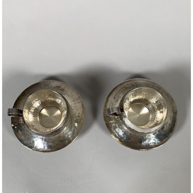 Bauhaus Silver-Plated Metal Cups by Jean Despres, 1950, Set of 2 For Sale - Image 3 of 10