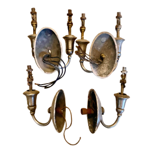 Early 20th Century Neoclassical Bradley and Hubbard Nickel Plated Metal Sconces - 4pcs
