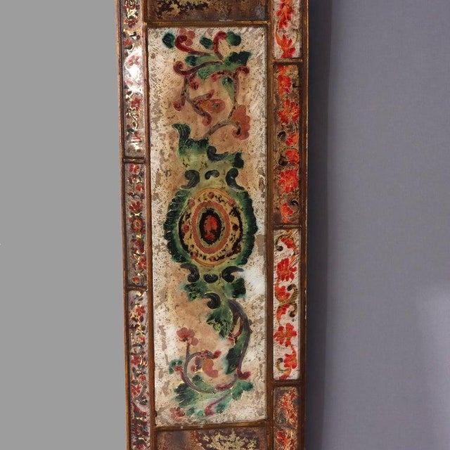 Vintage Italian Venetian Polychromed Parclose Mirror With Stylized Flowers C1940 For Sale - Image 6 of 12