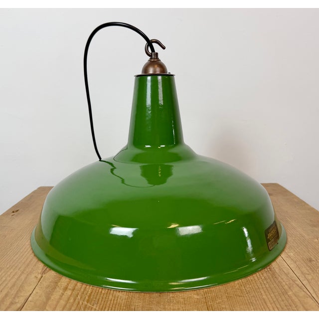 Industrial Green Enamel Factory Pendant Lamp from Jackson Electrical Co., 1960s For Sale - Image 11 of 18