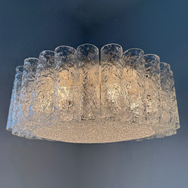 Vintage German Ice Glass Ceiling Lamp from Doria Leuchten, Germany, 1970s For Sale - Image 10 of 18
