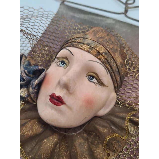 1980s Art Deco Decorative Wall Art Pieces Featuring Ceramic Faces, 1990s, Set of 2 For Sale - Image 5 of 9