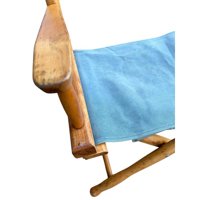 Brown 1960s Maple Folding Directors Camp Chair - A Pair With Original and New Textiles For Sale - Image 8 of 12