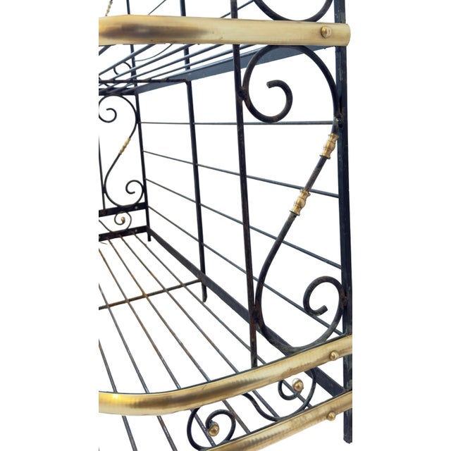 Art Deco French Bakers Rack: Three-Tiered Etagere in Wrought Iron & Brass, 1930s For Sale - Image 10 of 10