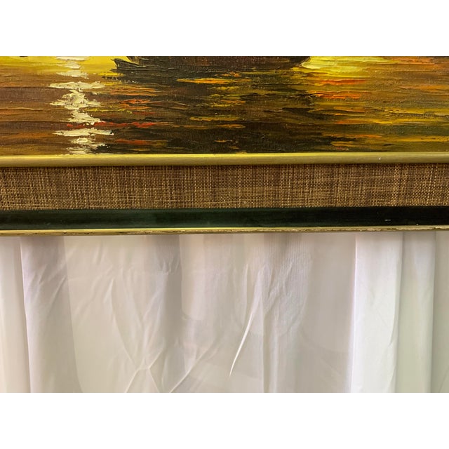 Vintage Tom Wong Original Oil on Canvas, Ship at Sea For Sale - Image 11 of 12