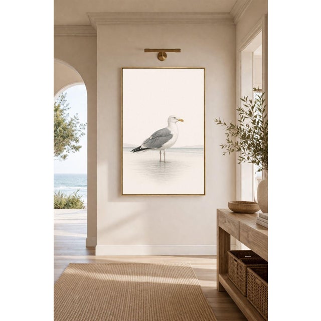 Traditional Coastal Seagull Study, Neutral Bird Wall Art Print, 24″ × 36″ Reproduction For Sale - Image 3 of 10