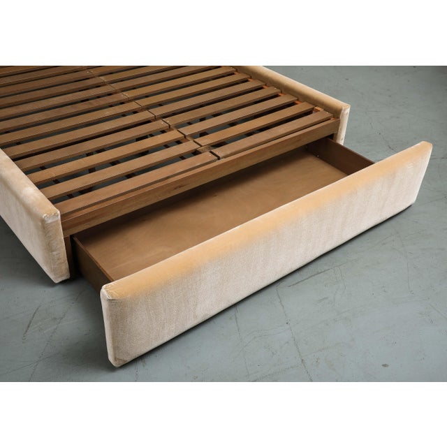 Camel Brown Upholstered Queen Bed Frame With Storage Drawer For Sale - Image 11 of 15