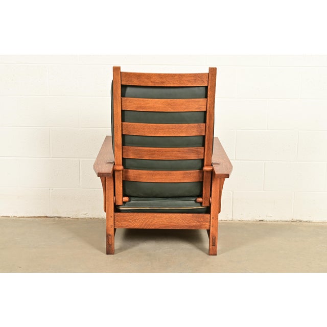 Stickley Mission Oak Arts & Crafts Reclining Morris Lounge Chair With Ottoman For Sale - Image 14 of 17