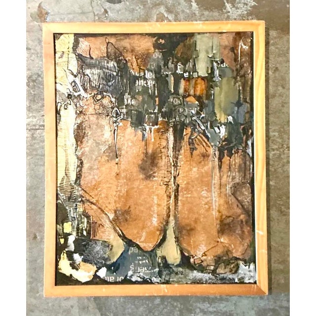 Late 20th Century Vintage Boho Original Abstract Oil on Canvas For Sale - Image 5 of 12