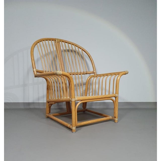 Wood Rattan Bamboo Lounge Chair, 1970s For Sale - Image 7 of 18