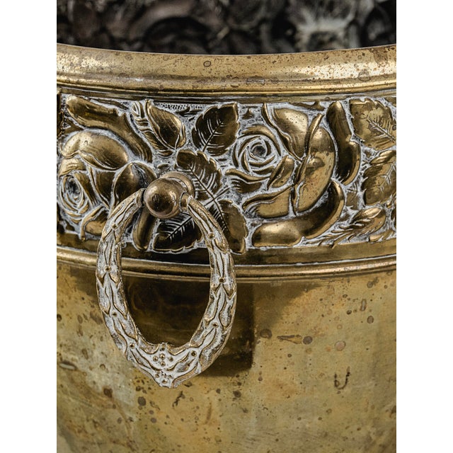 Metal Antique Art Deco Jugendstil Brass Jardiniere Planter Cachepot c.1920 For Sale - Image 7 of 11