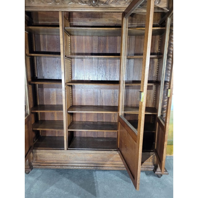 Large Solid Oak Bookcase, 1890s For Sale - Image 5 of 13