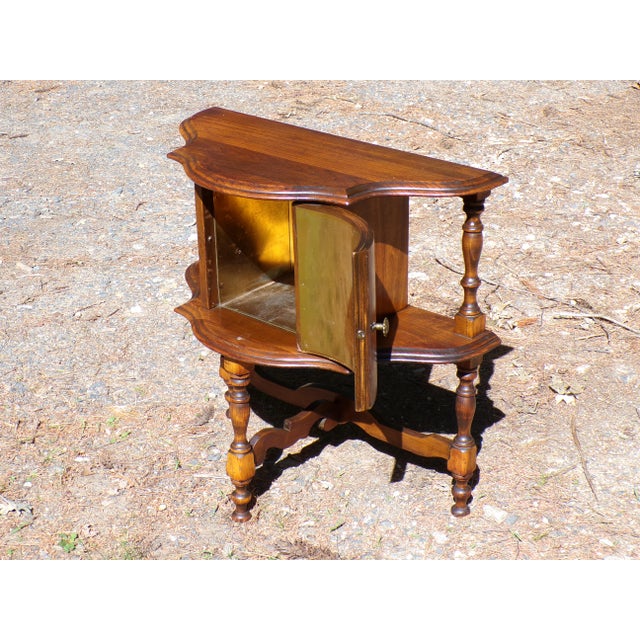 Vintage Art Deco Humidor Table Walnut Smoking Stand Pipe Cigar Cabinet End Table For Sale - Image 9 of 15