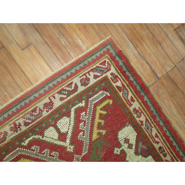 Textile Early 20th Century Antique Oushak Small Runner - 3'2" x 5' For Sale - Image 7 of 8