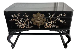 Korean Wedding Box on Stand Lacquer with MOP Inlays