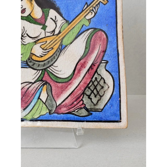 Antique Indo-Persian Qajar Dynasty Ceramic Architectural Wall Tile For Sale In Dallas - Image 6 of 11