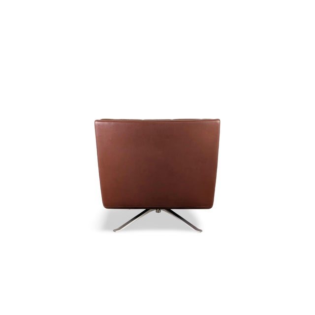 Brown Leather Swivel Armchair from Rolf Benz For Sale - Image 6 of 9