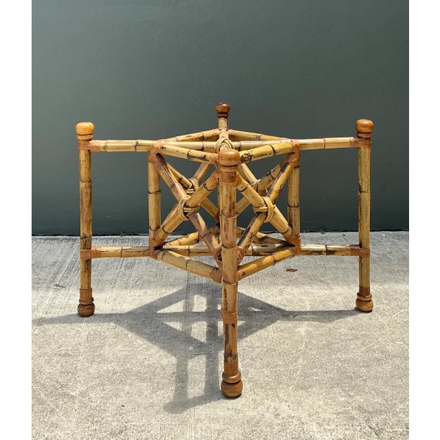 Khaki Vintage Bamboo and Glass Dining Table For Sale - Image 8 of 12