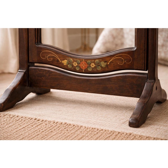 Wood Mid 20th Century Hand-Painted Victorian Revival Cheval Mirror – Solid Wood Freestanding Floor Mirror For Sale - Image 7 of 11