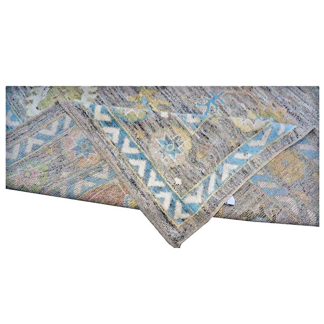 21st Century Turkish Oushak 10X13 Slate Blue & Dark Oak Handmade Area Rug #1144093 For Sale - Image 10 of 11