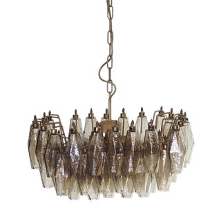 Murano Poliedri Chandelier in Smoked Glasses by Carlo Scarpa, 1990 For Sale