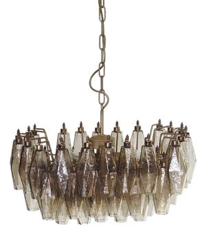 Murano Poliedri Chandelier in Smoked Glasses by Carlo Scarpa, 1990