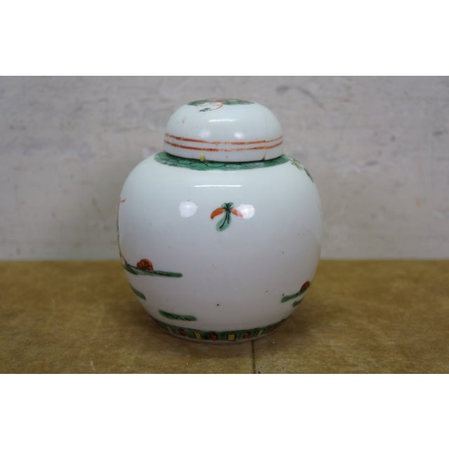 2 Antique Chinese Qing Famille Verte Porcelain Ginger Jars Mantel Urns For Sale - Image 12 of 18