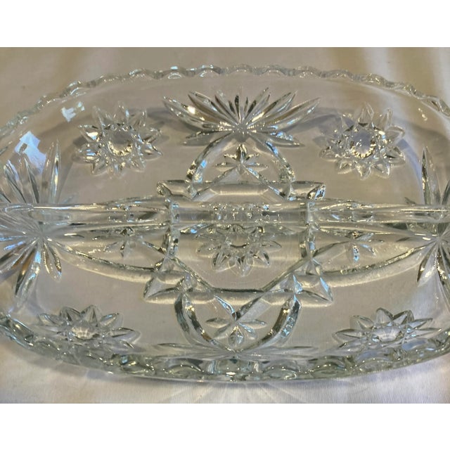 1950s Vintage Cut Glass Starburst Divided Serving or Candy Dish For Sale In Oklahoma City - Image 6 of 6