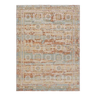 Rug & Kilim’s Modern Block Print Rug with Colorful Geometric Floral Medallions - 12x15 For Sale