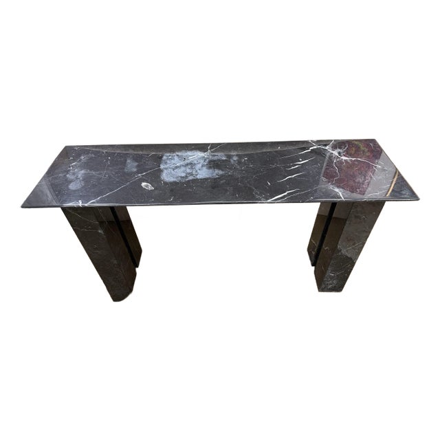 Postmodern Black Marble Console Table For Sale