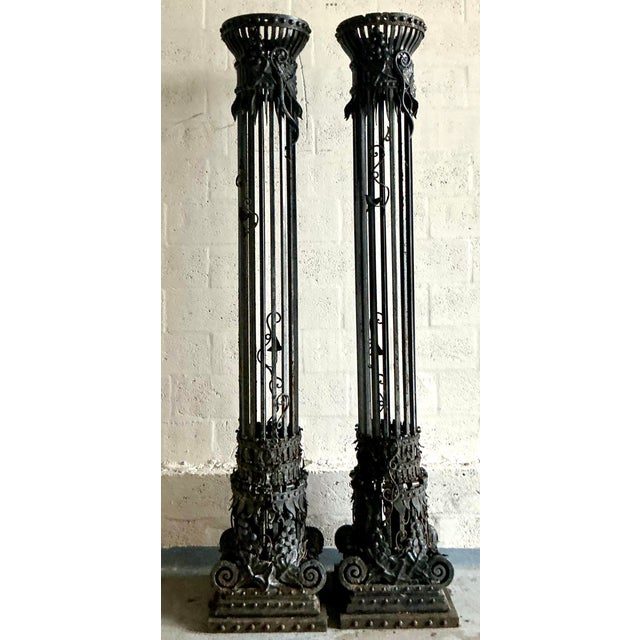 Vintage Neoclassical Wrought Iron Columns - A Pair For Sale - Image 13 of 13